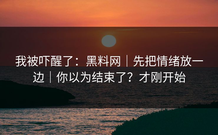 我被吓醒了：黑料网｜先把情绪放一边｜你以为结束了？才刚开始