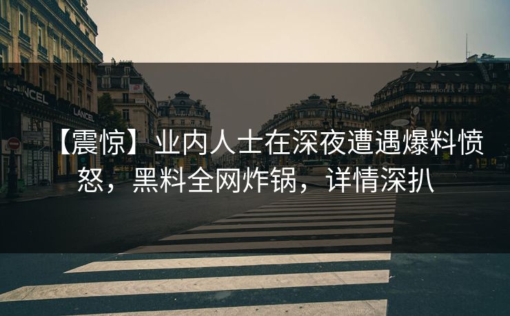 【震惊】业内人士在深夜遭遇爆料愤怒，黑料全网炸锅，详情深扒