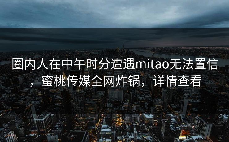 圈内人在中午时分遭遇mitao无法置信，蜜桃传媒全网炸锅，详情查看