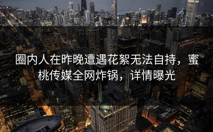 圈内人在昨晚遭遇花絮无法自持，蜜桃传媒全网炸锅，详情曝光