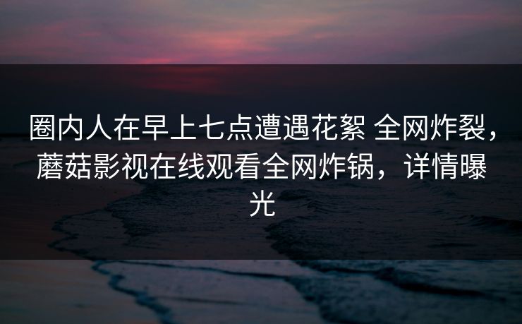圈内人在早上七点遭遇花絮 全网炸裂，蘑菇影视在线观看全网炸锅，详情曝光