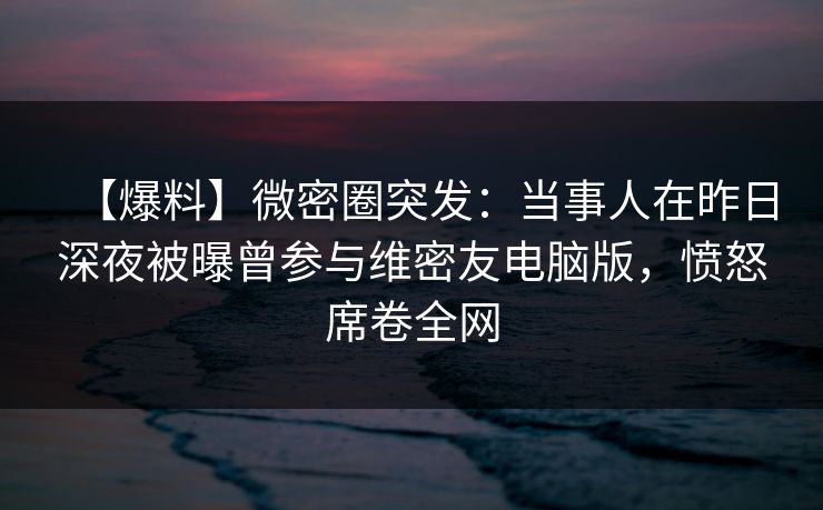【爆料】微密圈突发：当事人在昨日深夜被曝曾参与维密友电脑版，愤怒席卷全网